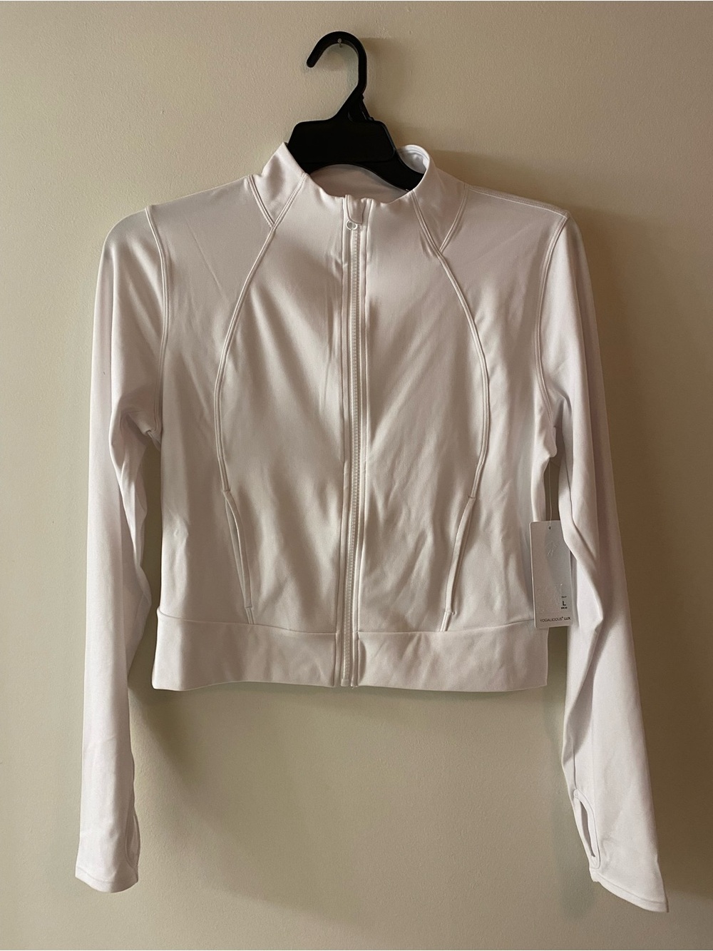 Yogalicious White Zip-Front Cropped Athletic Jacket